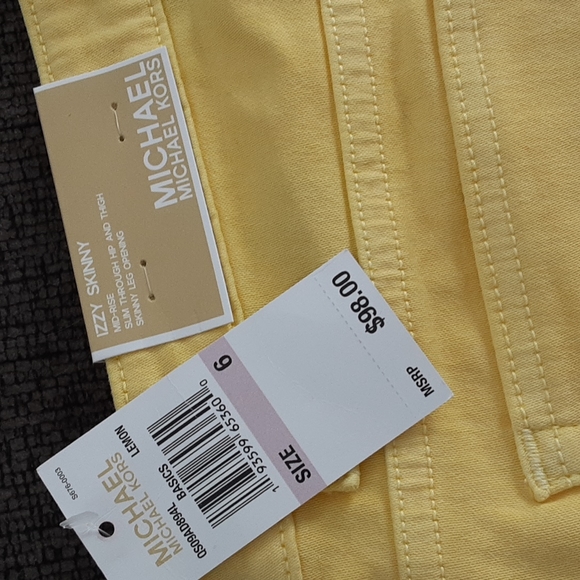 NWT Michael Kors Izzy Skinny Yellow Jeans - Picture 6 of 9
